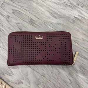Kate Spade Maroon Laser-Cut Wallet